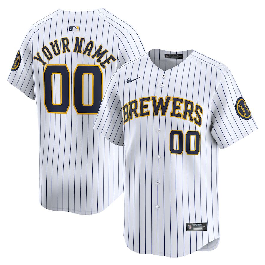 Men Milwaukee Brewers Nike White Alternate Limited Custom MLB Jersey->customized mlb jersey->Custom Jersey